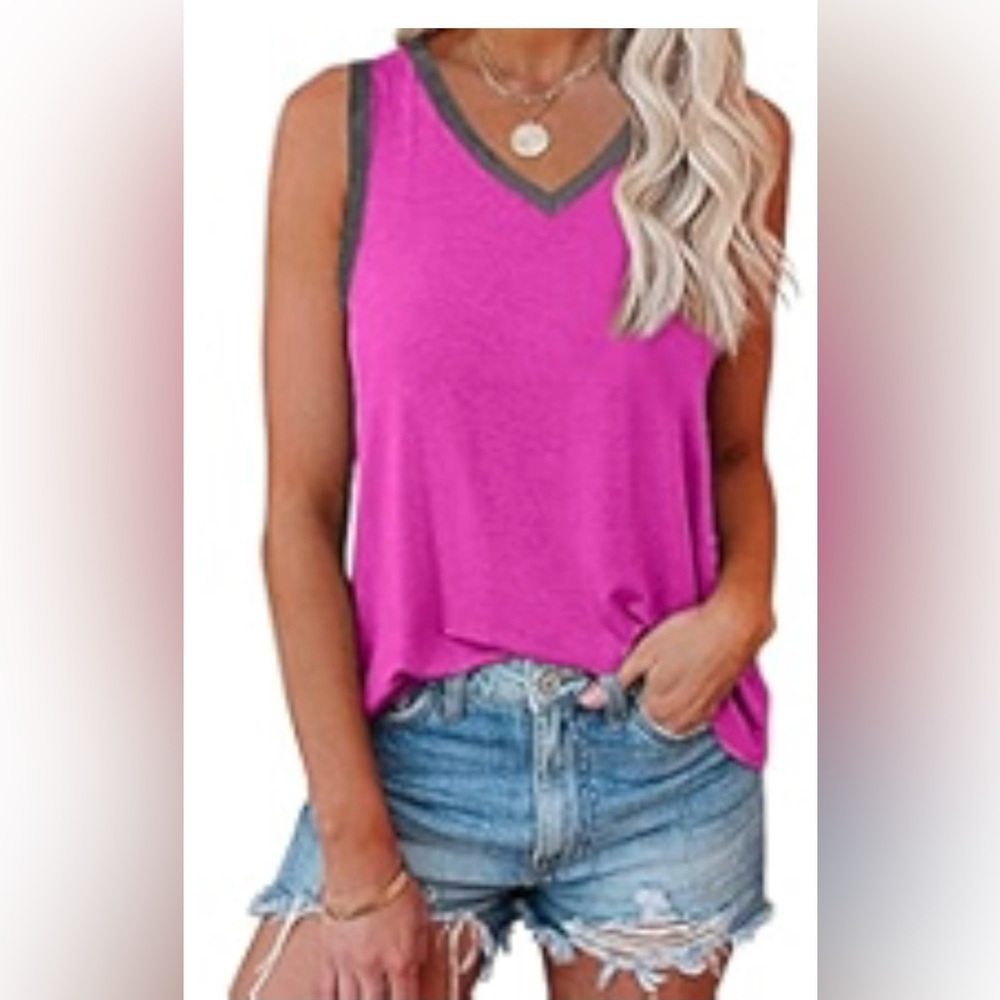 NWT IRISGOD Womens V Neck Tank Tops Summer Cute Loose Fit V  Sleeveless Shirts